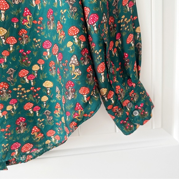 J Crew Collection Mushroom Floral Ruffle Collar Top - Picture 6 of 9